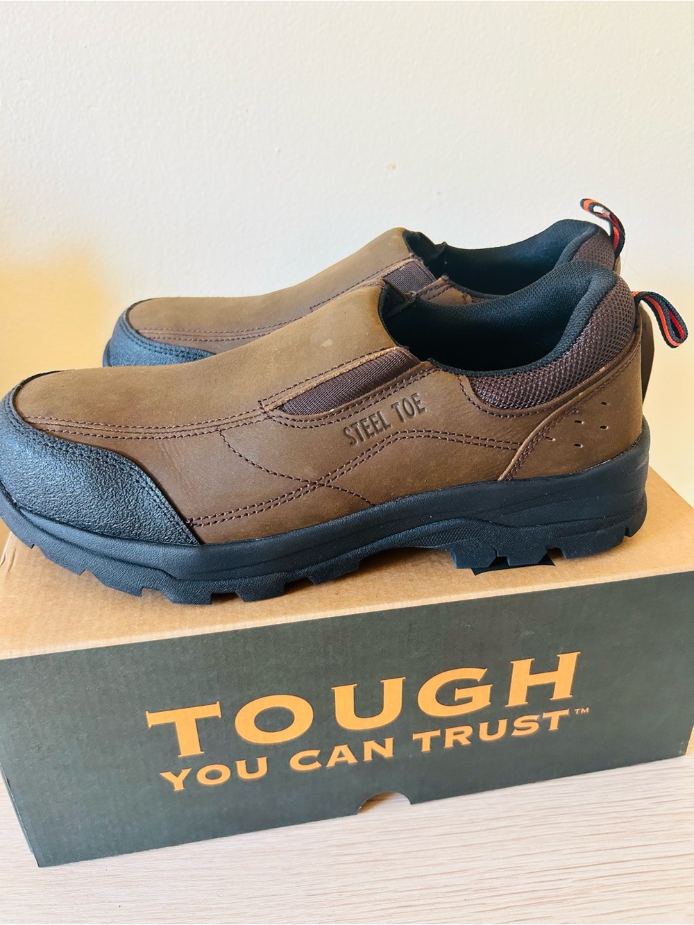 Brahma Steel Toe Slip-On Work Shoes - Brown